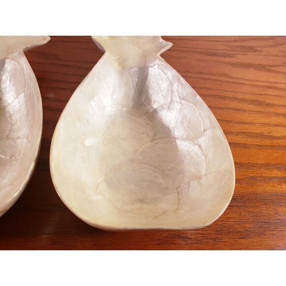 Pineapple Shaped Bowl Capiz Shell Mother of Pearl Set 2 Tropical Coastal Decor - Picture 3 of 9